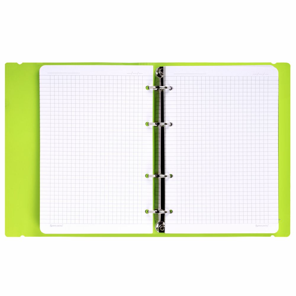 Тетрадь на кольцах А5 175х220 мм, 120 л., пластик, с резинкой, BRAUBERG, Салатовый