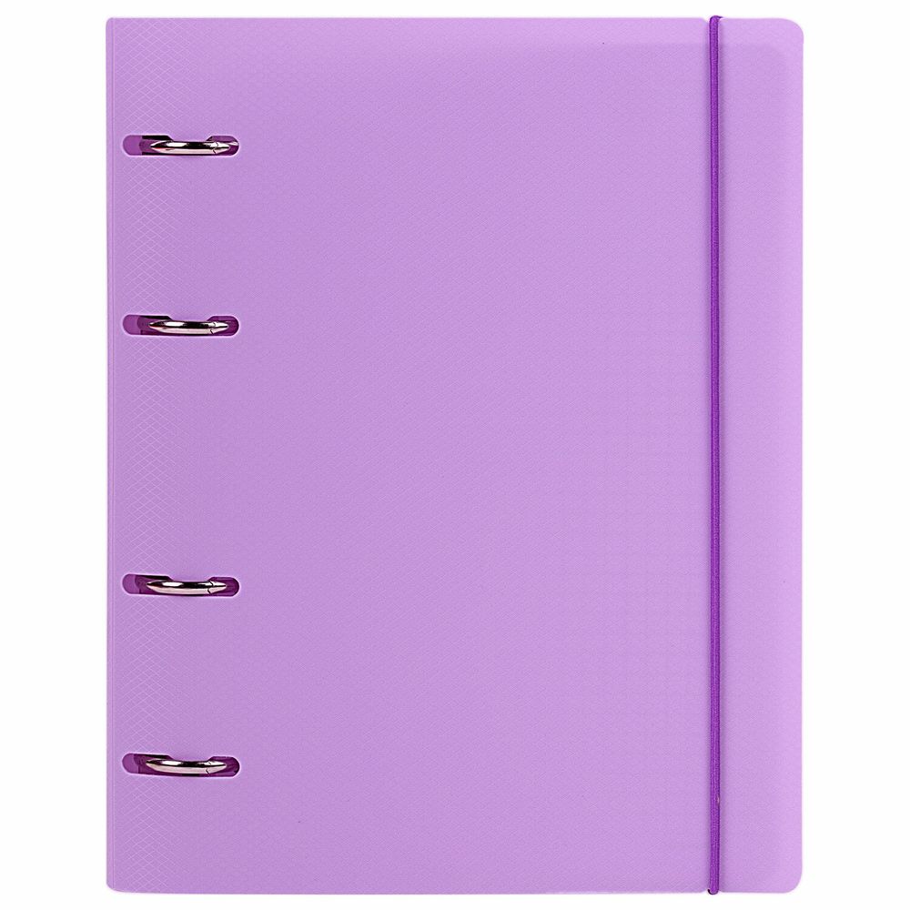 Тетрадь на кольцах А5 175х220 мм, 120 л., пластик, с резинкой, BRAUBERG, Сиреневый