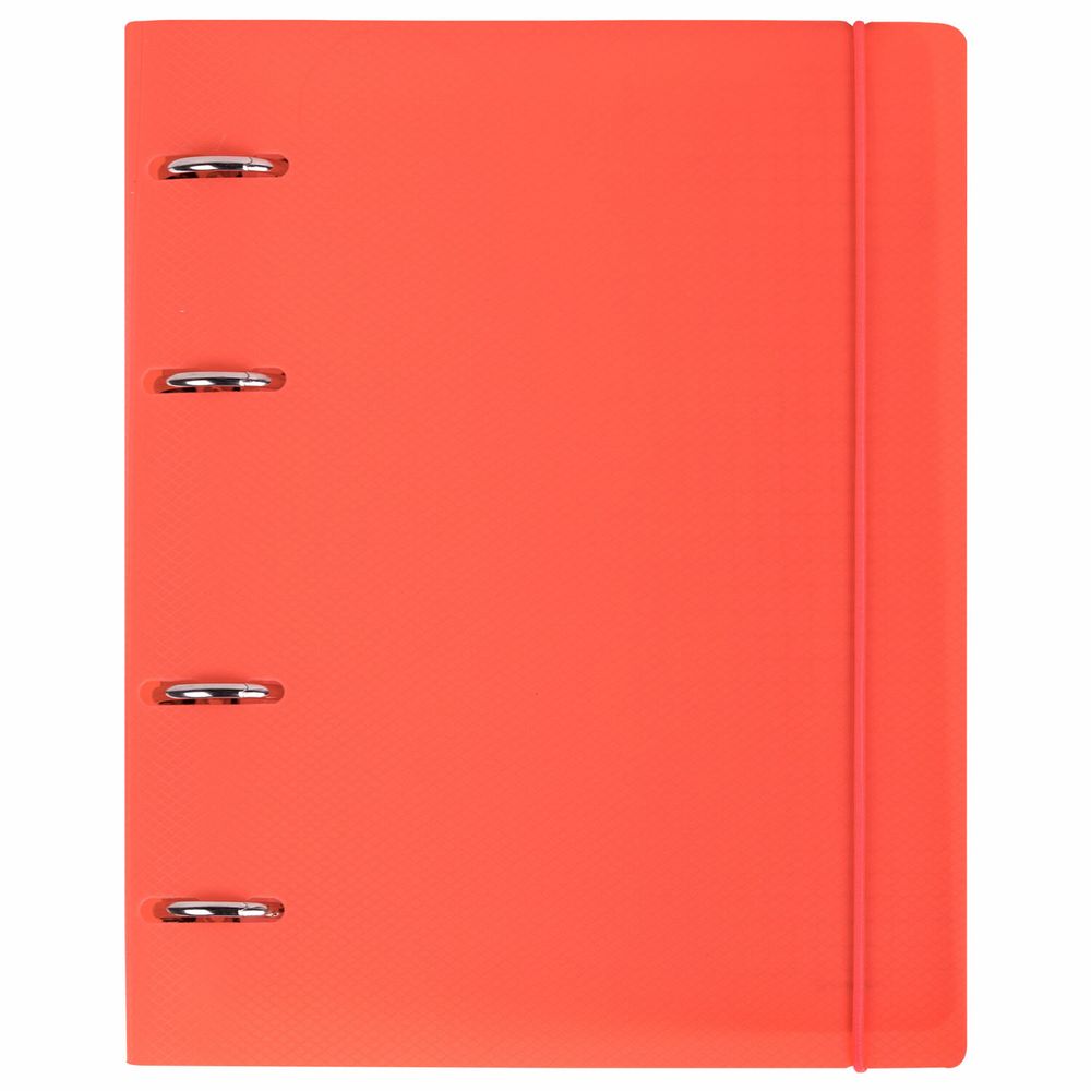 Тетрадь на кольцах А5 175х220 мм, 120 л., пластик, с резинкой, BRAUBERG, Коралловый