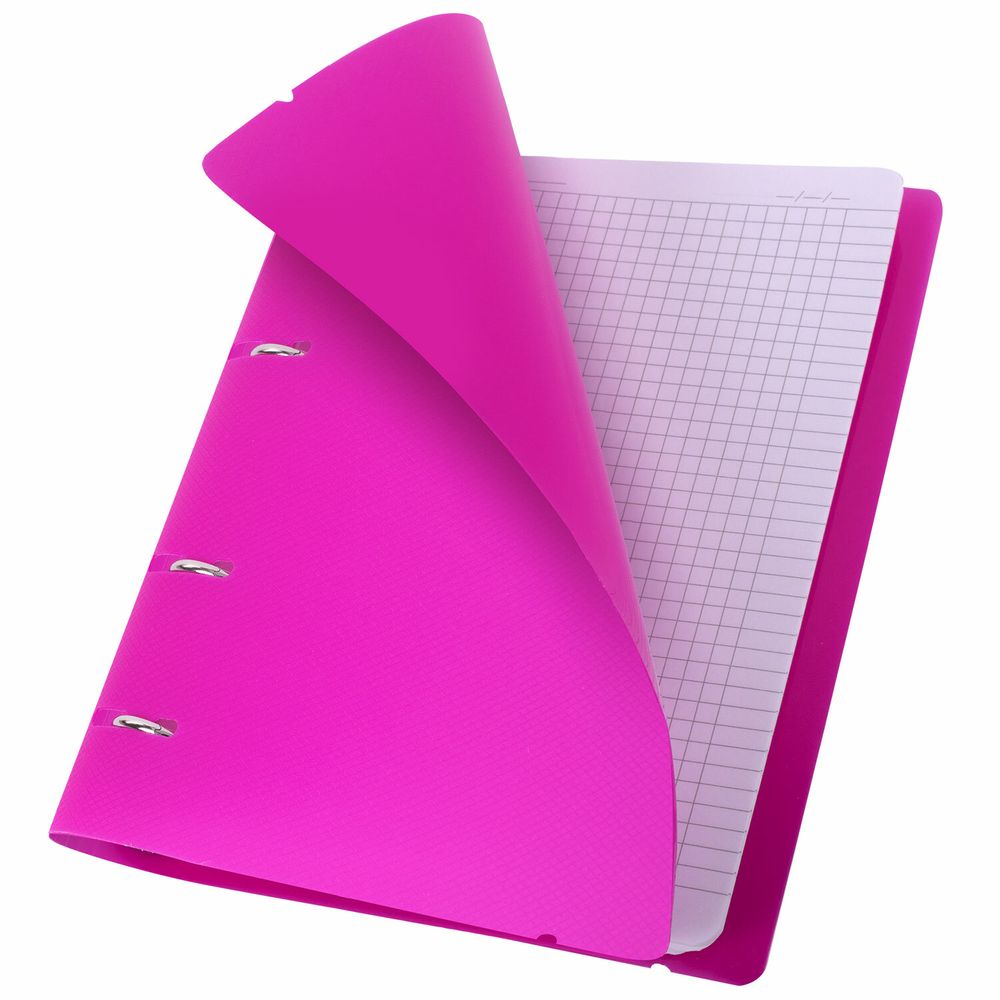 Тетрадь на кольцах А5 175х220 мм, 120 л., пластик, с резинкой, BRAUBERG, Розовый