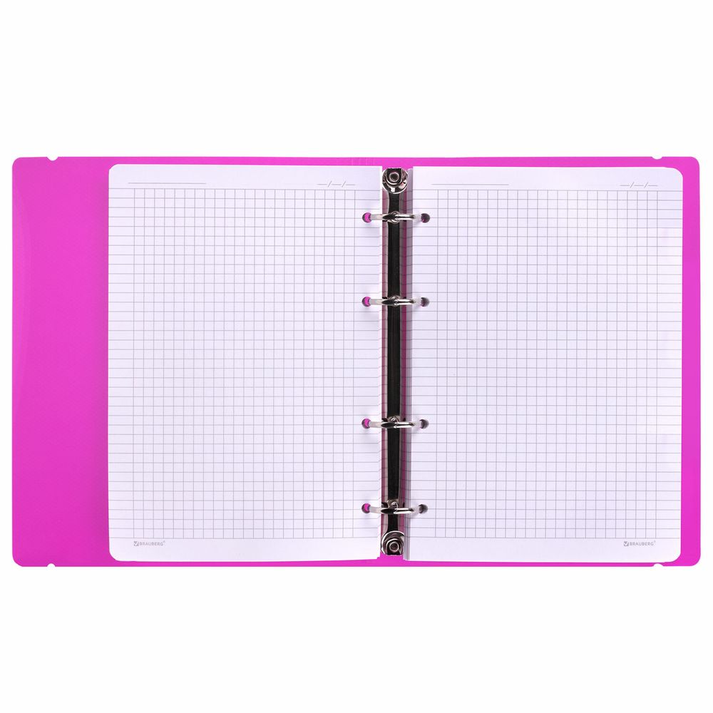 Тетрадь на кольцах А5 175х220 мм, 120 л., пластик, с резинкой, BRAUBERG, Розовый