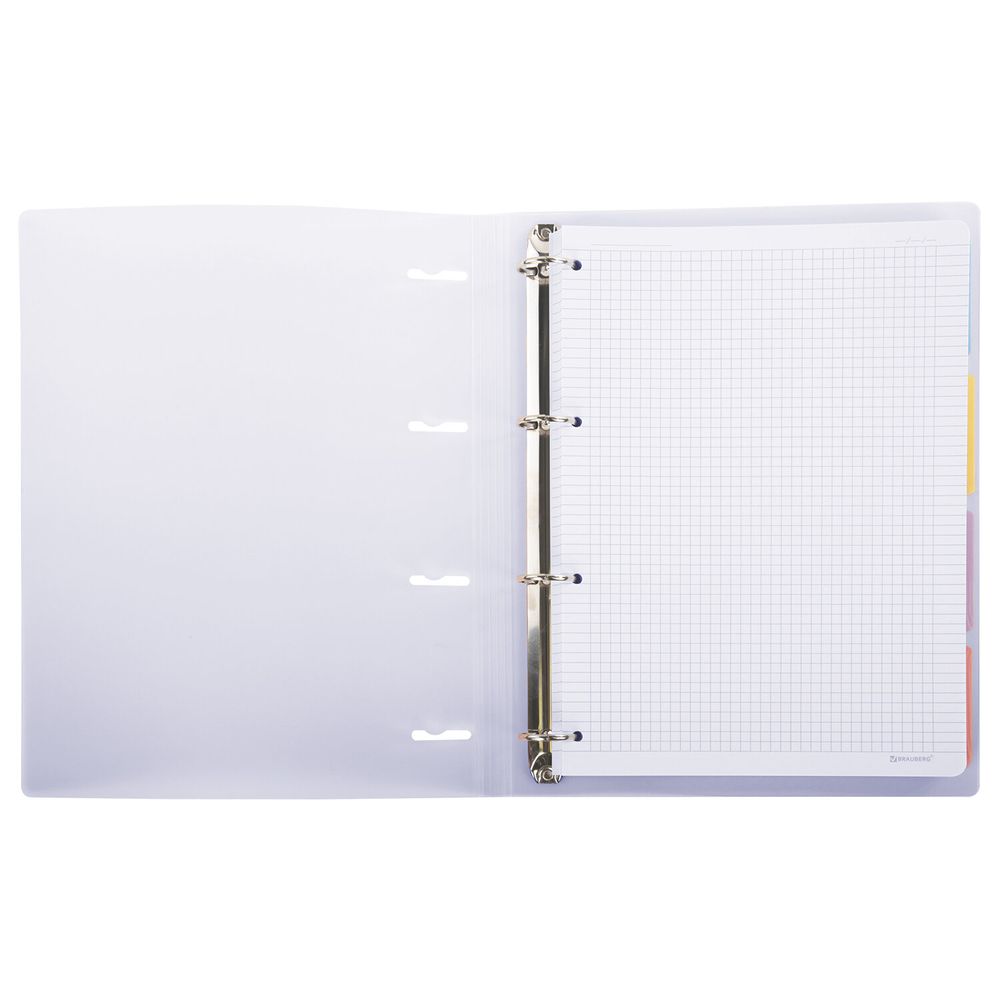 Тетрадь на кольцах БОЛЬШАЯ 305х235 мм А4, 120 л., пластик, с разделителями, BRAUBERG, Фиолетовый