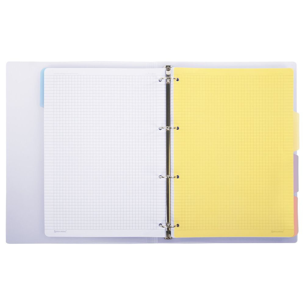 Тетрадь на кольцах БОЛЬШАЯ 305х235 мм А4, 120 л., пластик, с разделителями, BRAUBERG, Фиолетовый