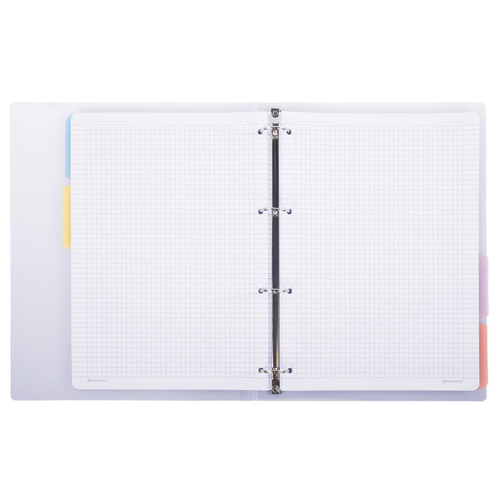 Тетрадь на кольцах БОЛЬШАЯ 305х235 мм А4, 120 л., пластик, с разделителями, BRAUBERG, Фиолетовый