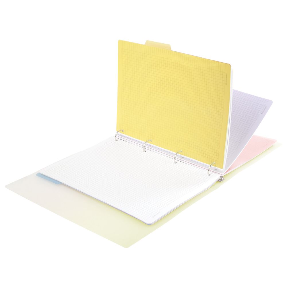 Тетрадь на кольцах БОЛЬШАЯ 305х235 мм А4, 120 л., пластик, с разделителями, BRAUBERG, Желтый