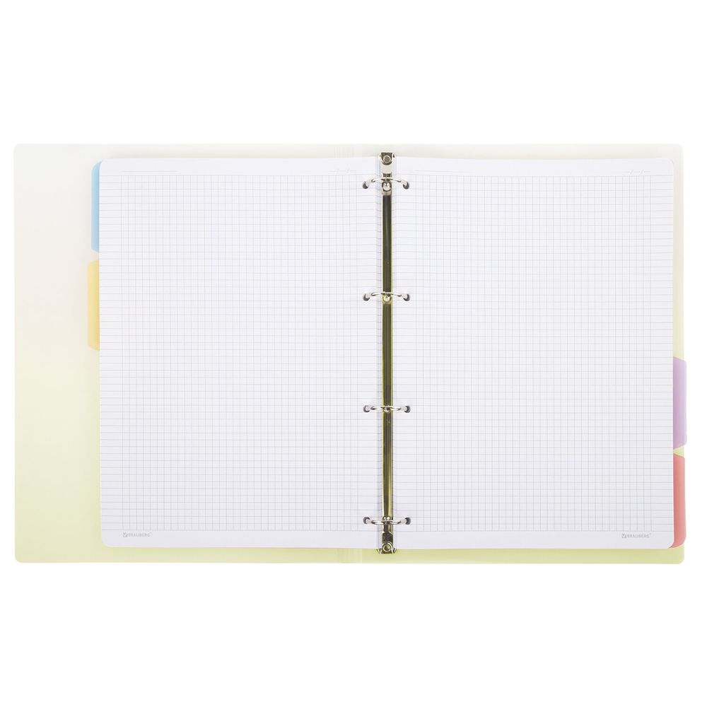 Тетрадь на кольцах БОЛЬШАЯ 305х235 мм А4, 120 л., пластик, с разделителями, BRAUBERG, Желтый