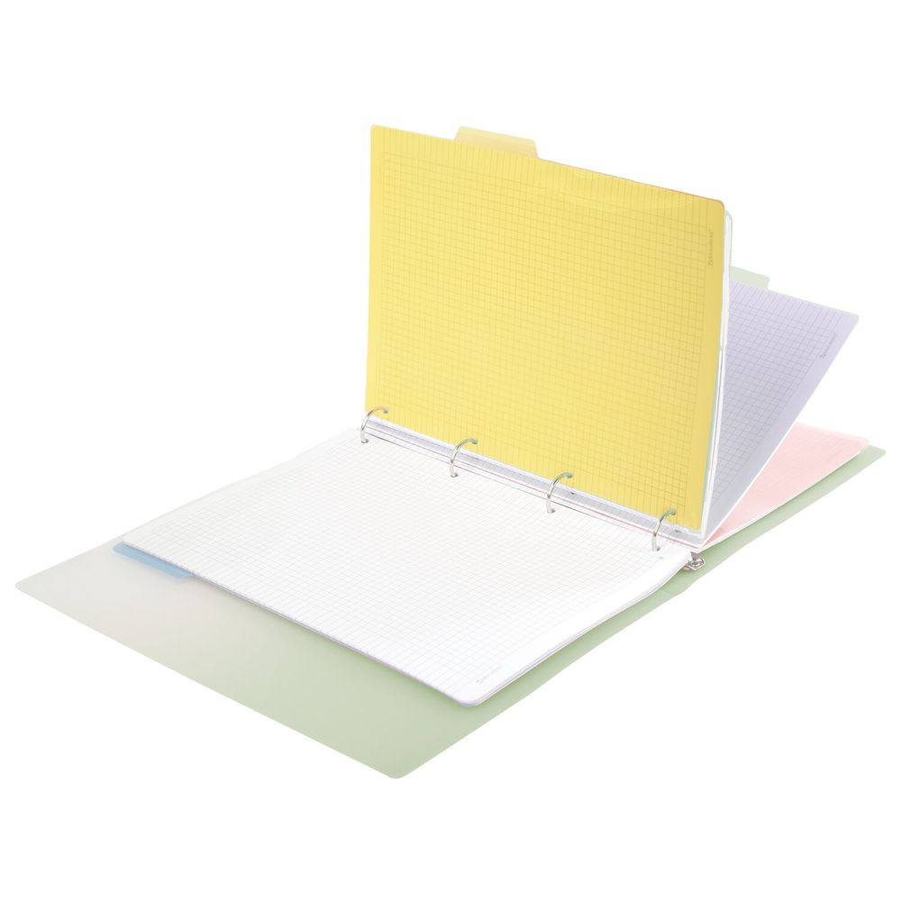 Тетрадь на кольцах БОЛЬШАЯ 305х235 мм А4, 120 л., пластик, с разделителями, BRAUBERG, Зеленый