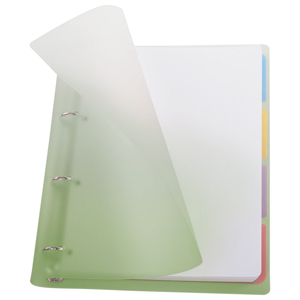 Тетрадь на кольцах БОЛЬШАЯ 305х235 мм А4, 120 л., пластик, с разделителями, BRAUBERG, Зеленый