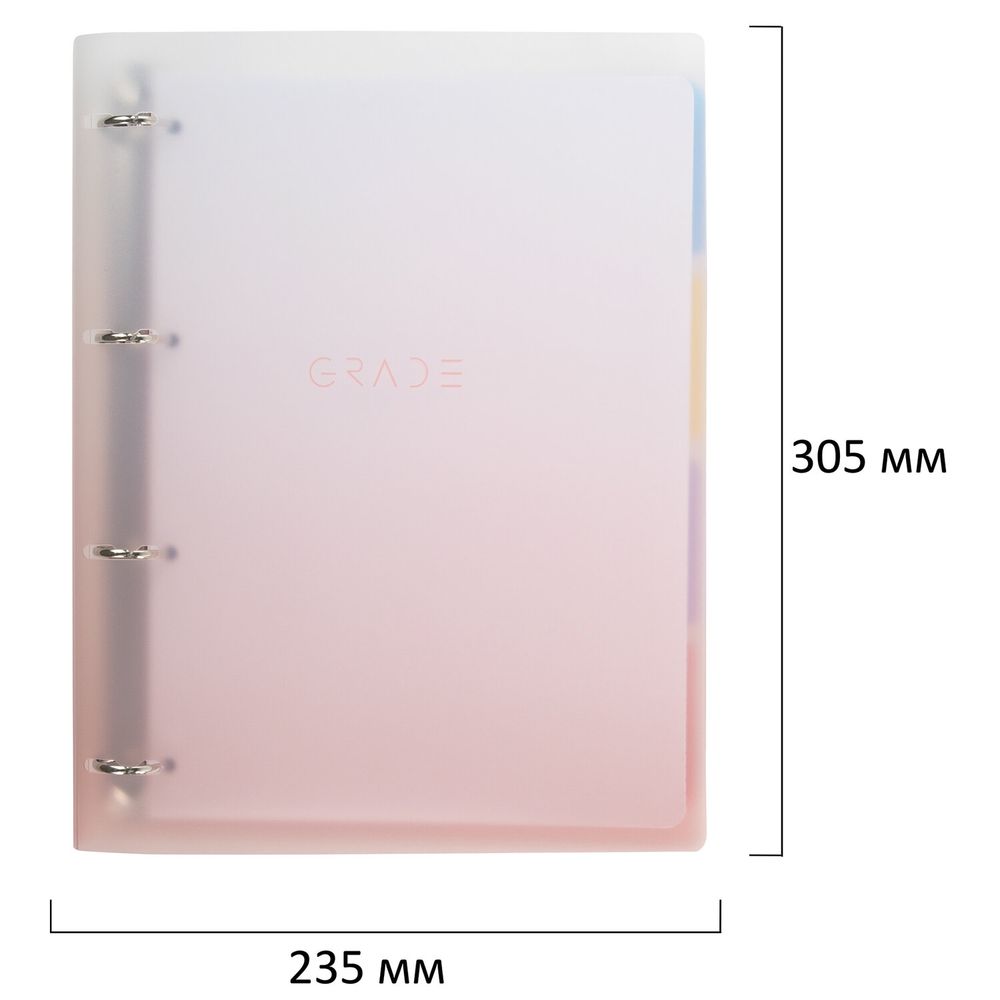 Тетрадь на кольцах БОЛЬШАЯ 305х235 мм А4, 120 л., пластик, с разделителями, BRAUBERG, Красный