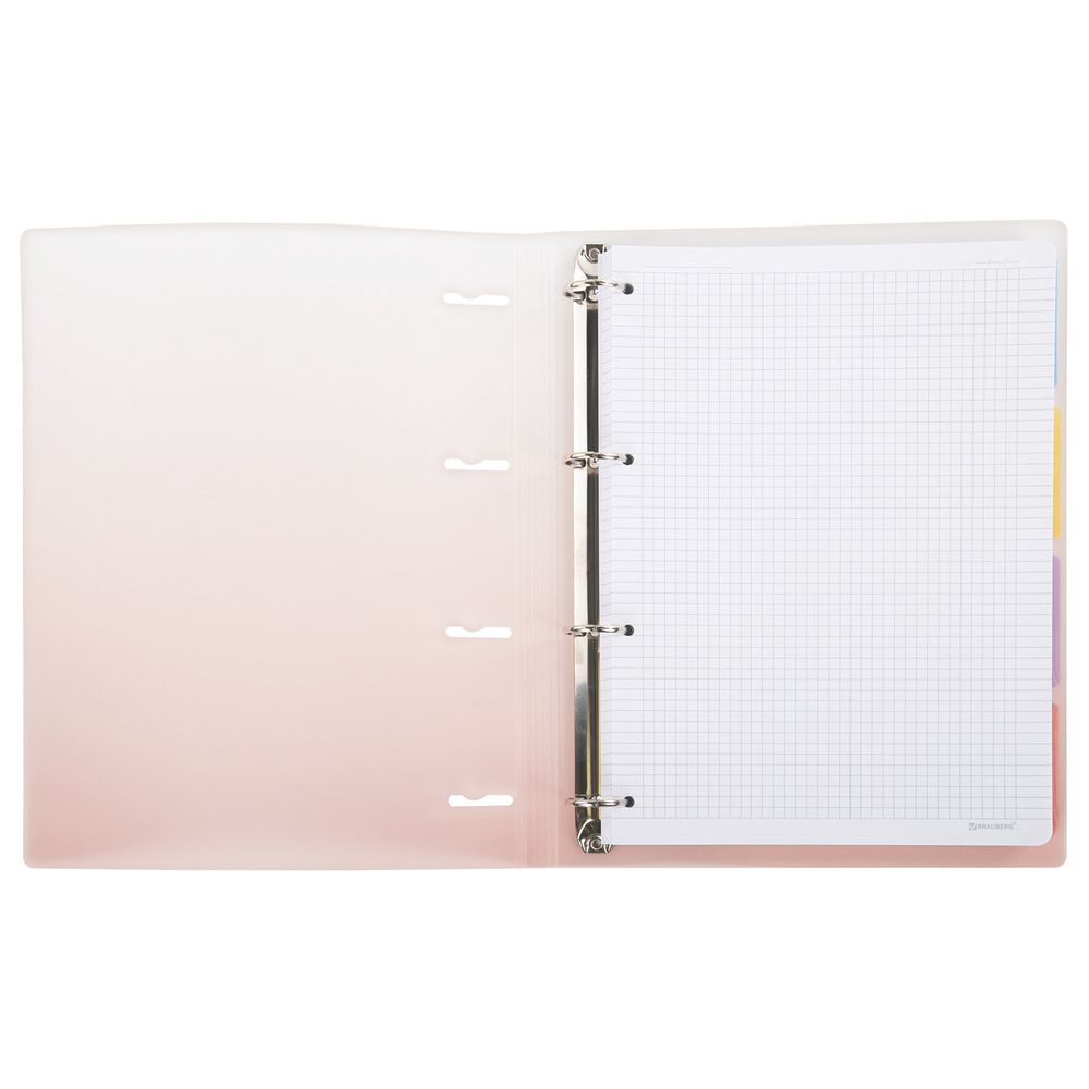 Тетрадь на кольцах БОЛЬШАЯ 305х235 мм А4, 120 л., пластик, с разделителями, BRAUBERG, Красный