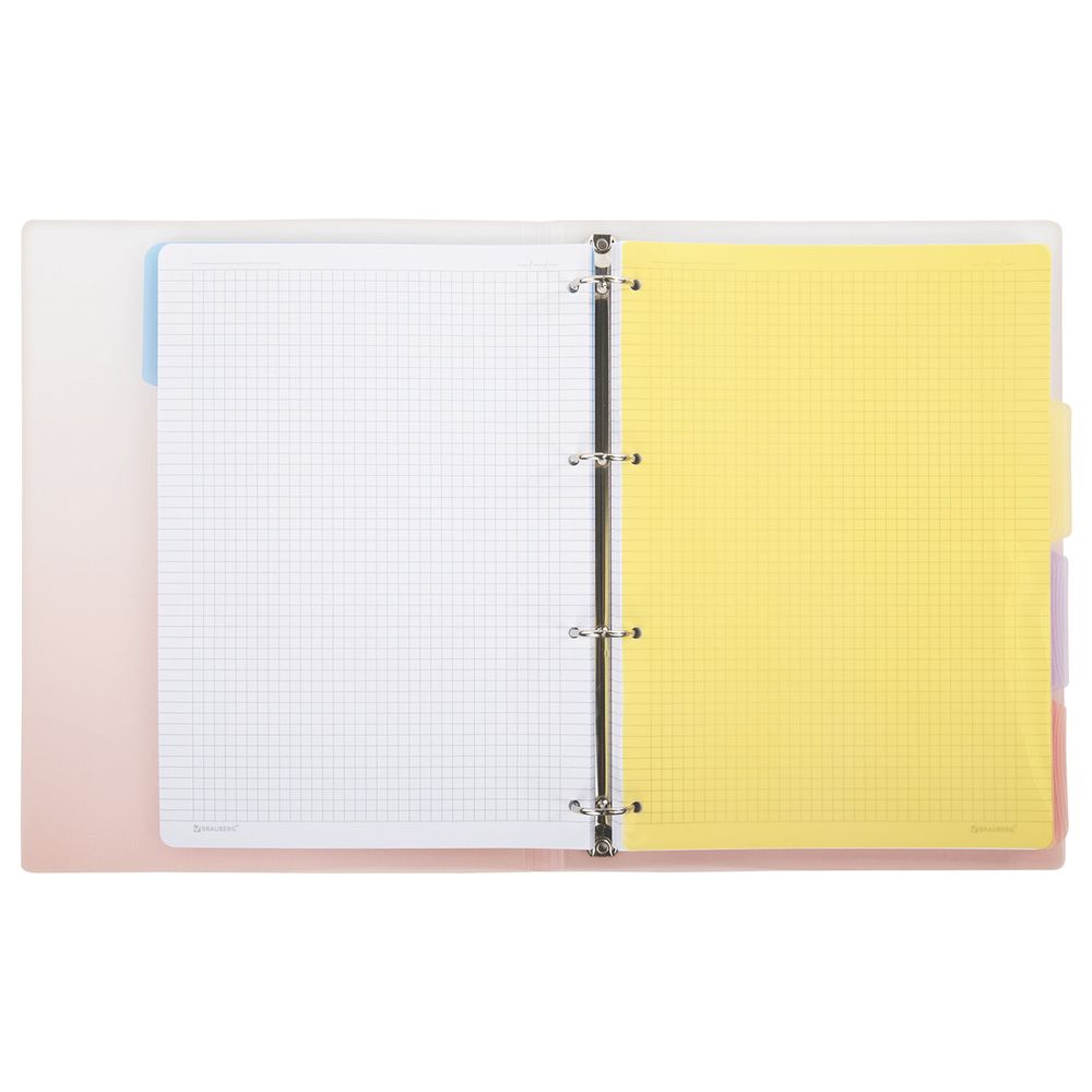 Тетрадь на кольцах БОЛЬШАЯ 305х235 мм А4, 120 л., пластик, с разделителями, BRAUBERG, Красный