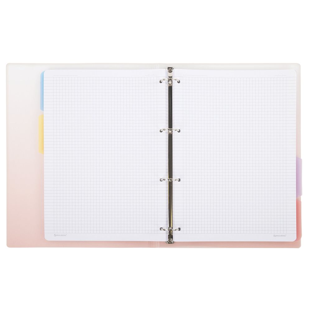 Тетрадь на кольцах БОЛЬШАЯ 305х235 мм А4, 120 л., пластик, с разделителями, BRAUBERG, Красный