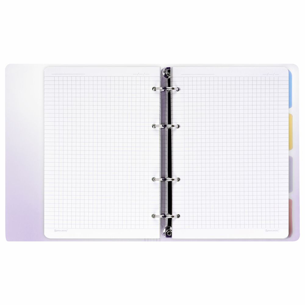 Тетрадь на кольцах А5 175х220 мм, 120 л., пластик, с разделителями, BRAUBERG, Фиолетовый