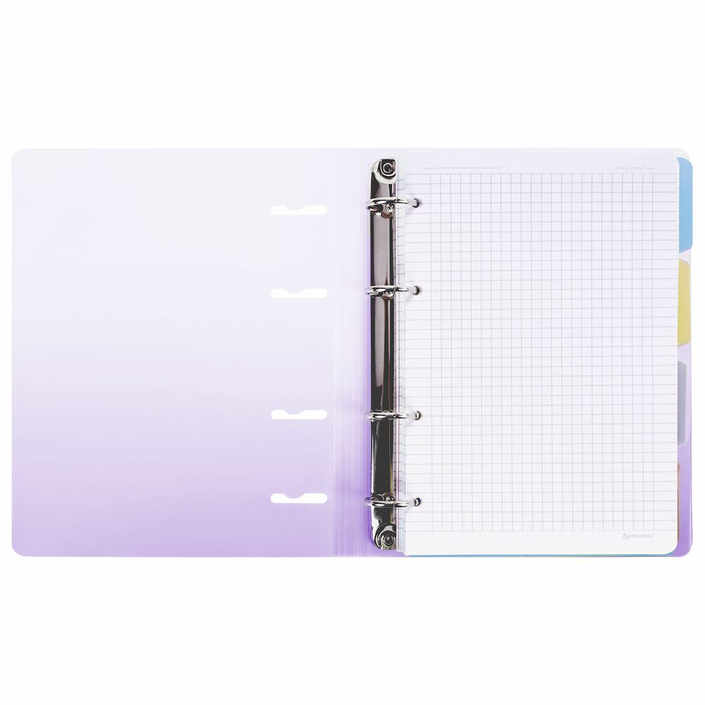Тетрадь на кольцах А5 175х220 мм, 120 л., пластик, с разделителями, BRAUBERG, Фиолетовый