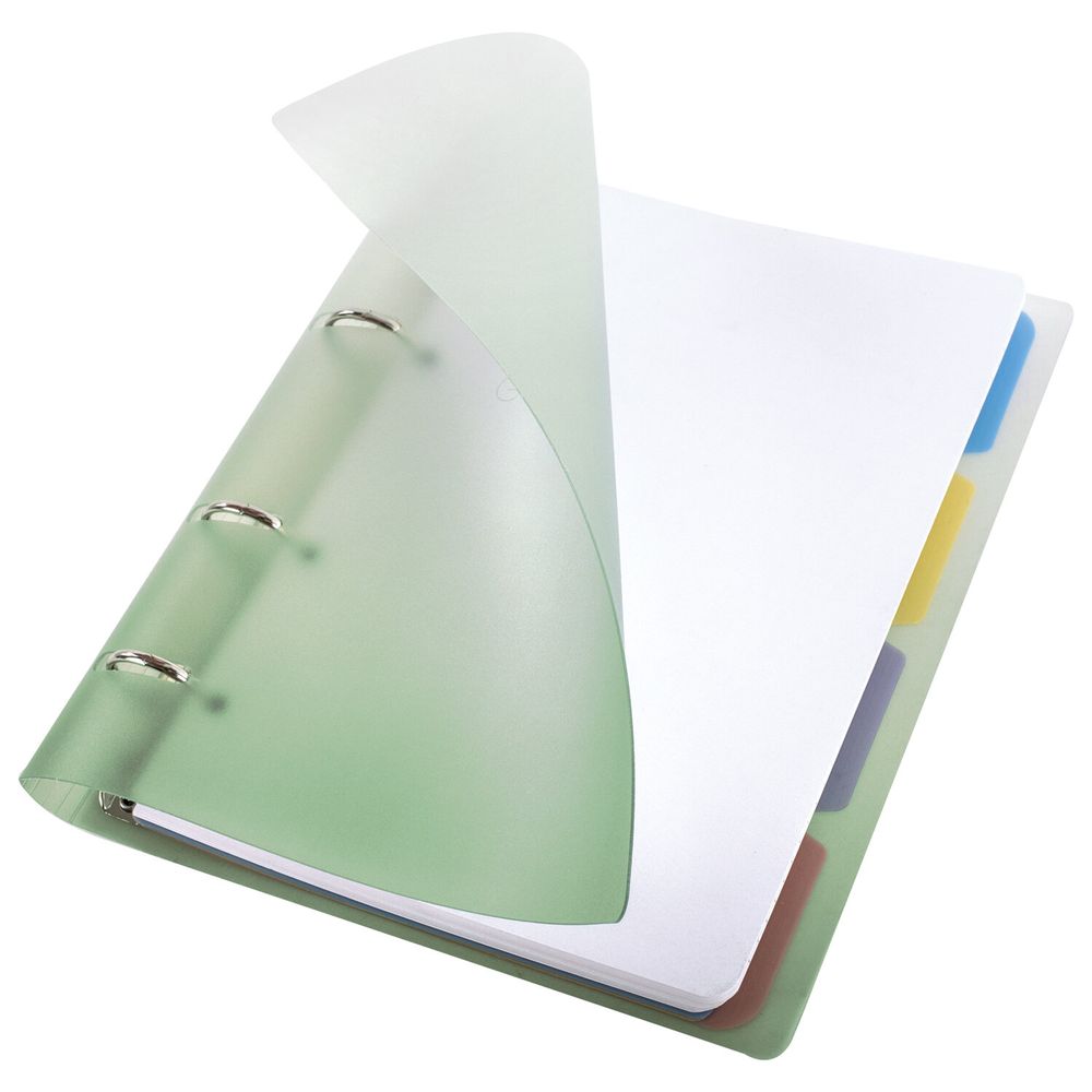 Тетрадь на кольцах А5 175х220 мм, 120 л., пластик, с разделителями, BRAUBERG, Зеленый