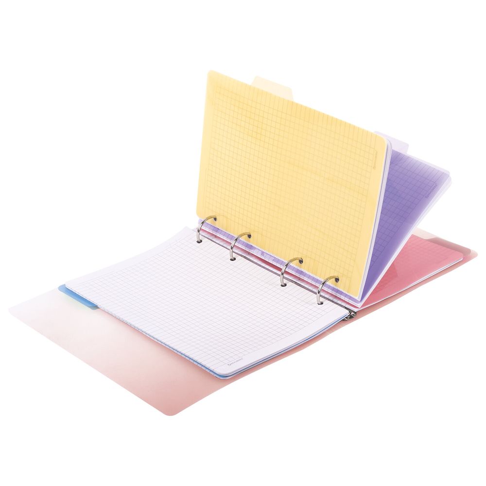 Тетрадь на кольцах А5 175х220 мм, 120 л., пластик, с разделителями, BRAUBERG, Красный