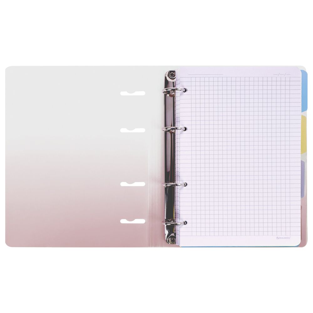 Тетрадь на кольцах А5 175х220 мм, 120 л., пластик, с разделителями, BRAUBERG, Красный