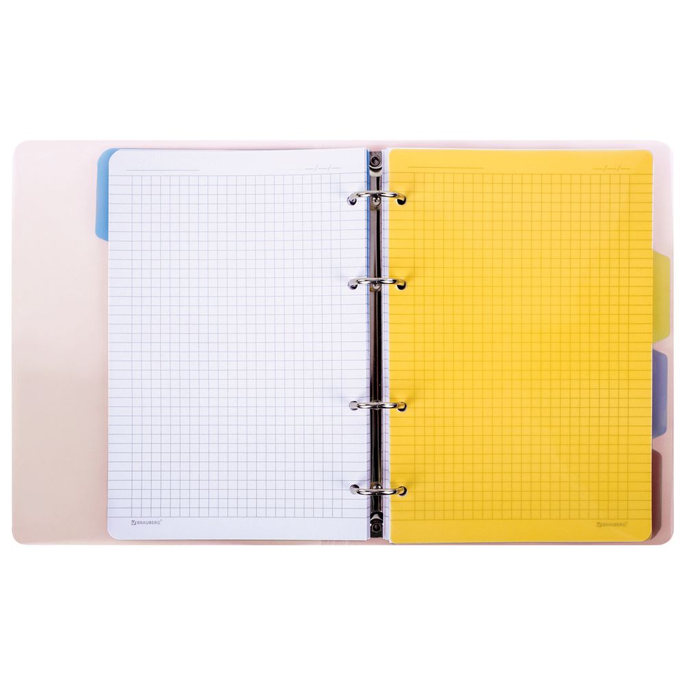 Тетрадь на кольцах А5 175х220 мм, 120 л., пластик, с разделителями, BRAUBERG, Красный