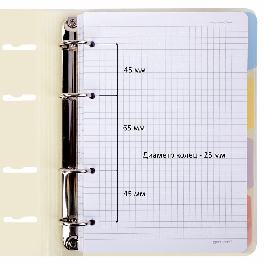 Тетрадь на кольцах А5 175х220 мм, 120 л., пластик, с резинкой и разделителями, BRAUBERG, Желтый
