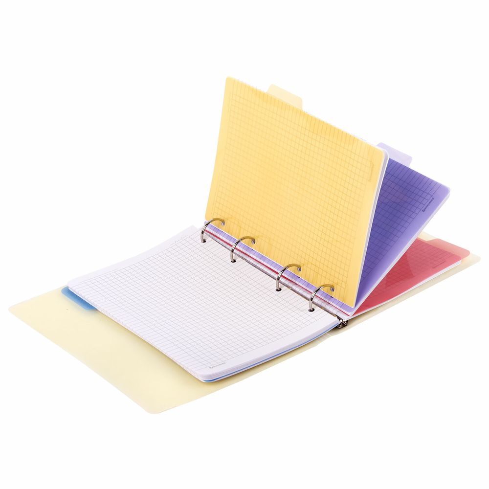 Тетрадь на кольцах А5 175х220 мм, 120 л., пластик, с резинкой и разделителями, BRAUBERG, Желтый