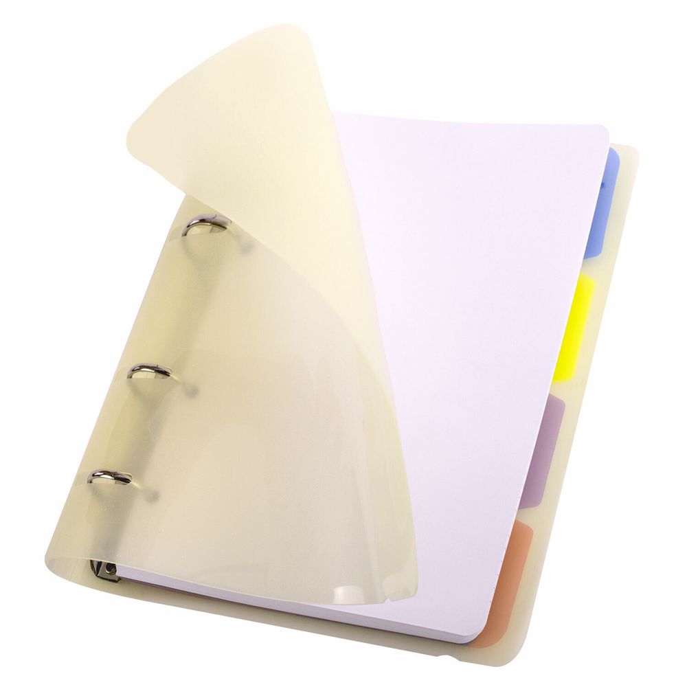 Тетрадь на кольцах А5 175х220 мм, 120 л., пластик, с резинкой и разделителями, BRAUBERG, Желтый