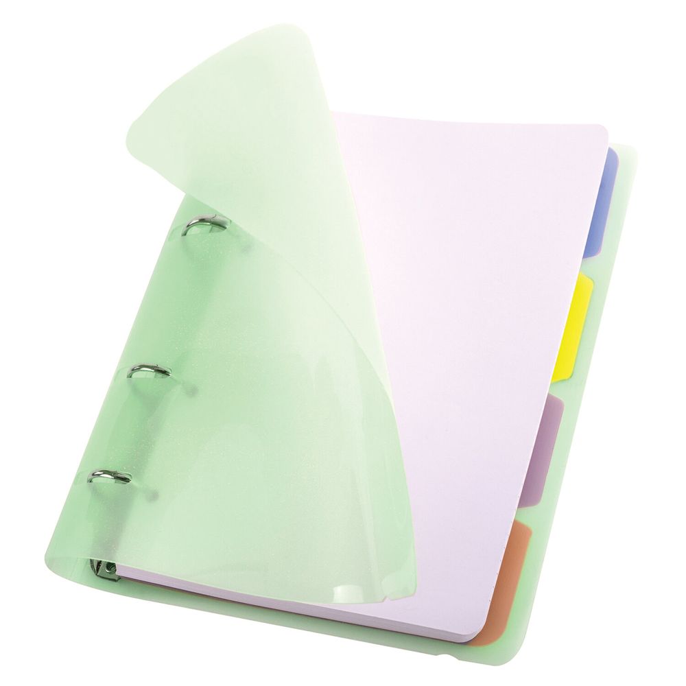 Тетрадь на кольцах А5 175х220 мм, 120 л., пластик, с резинкой и разделителями, BRAUBERG, Зеленый