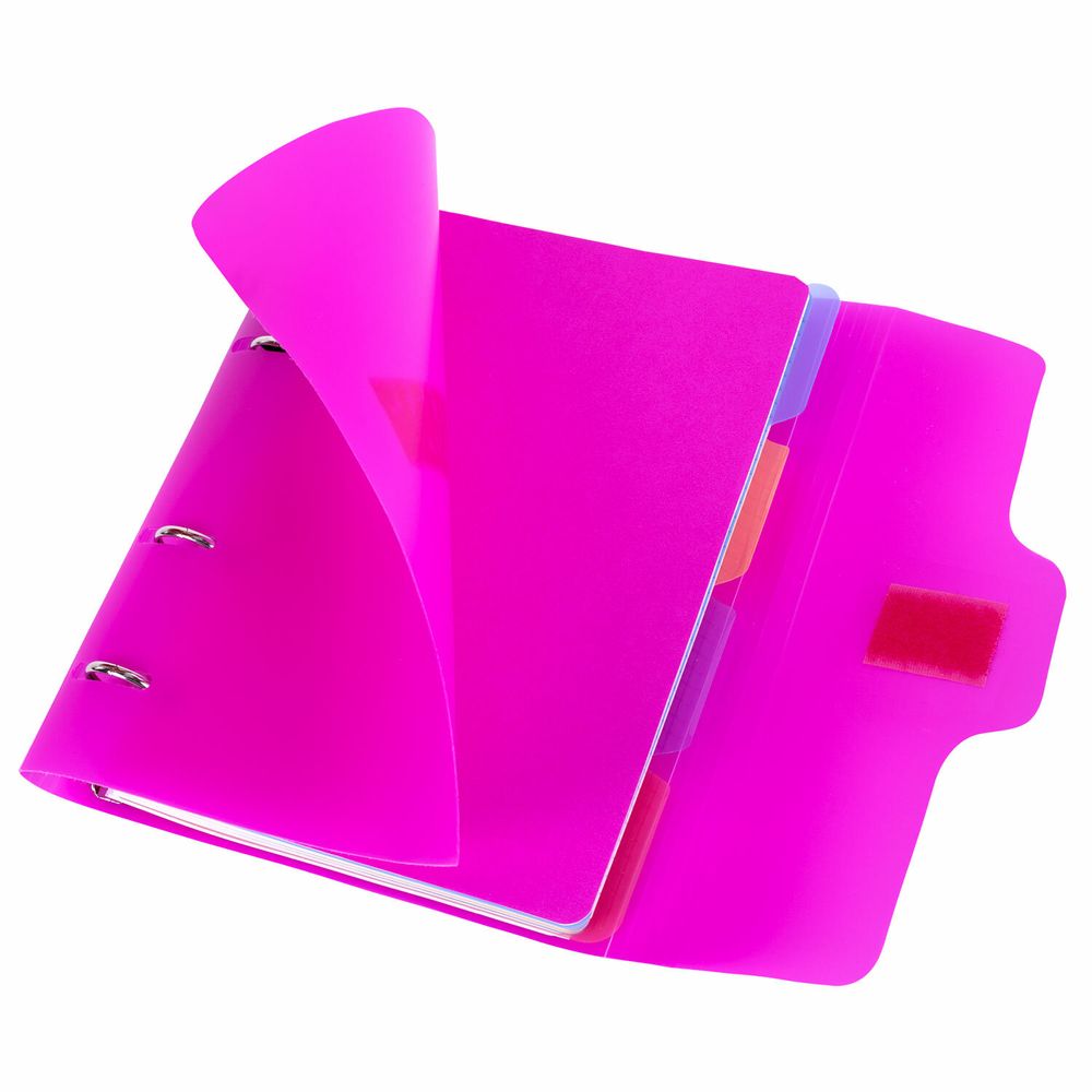 Тетрадь на кольцах А5 175х220 мм, 120 л., пластик, на липучке, с разделителями, BRAUBERG, Розовый