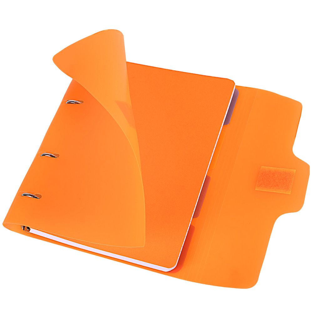 Тетрадь на кольцах А5 175х220 мм, 120 л., пластик, на липучке, с разделителями, BRAUBERG, Оранжевый
