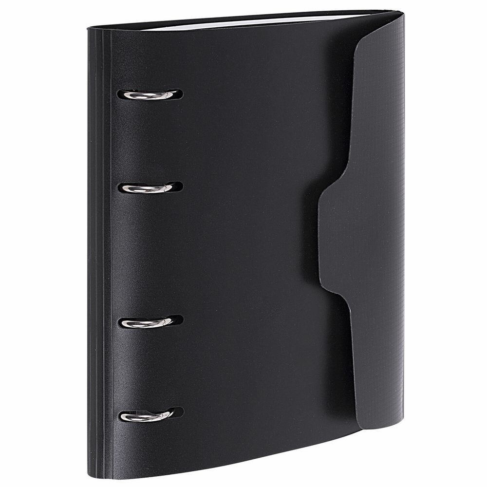 Тетрадь на кольцах А5 175х220 мм, 120 л., пластик, на липучке, с разделителями, BRAUBERG, Черный