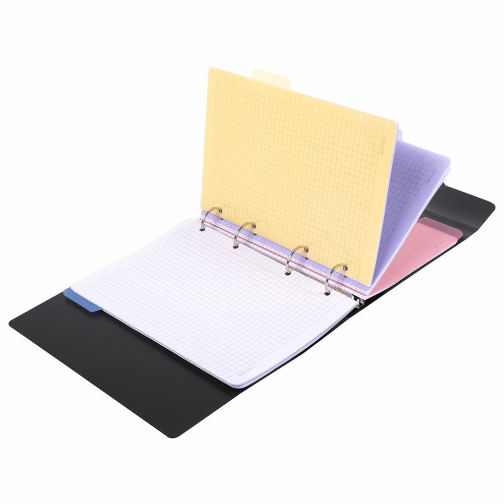 Тетрадь на кольцах А5 175х220 мм, 120 л., пластик, на липучке, с разделителями, BRAUBERG, Черный