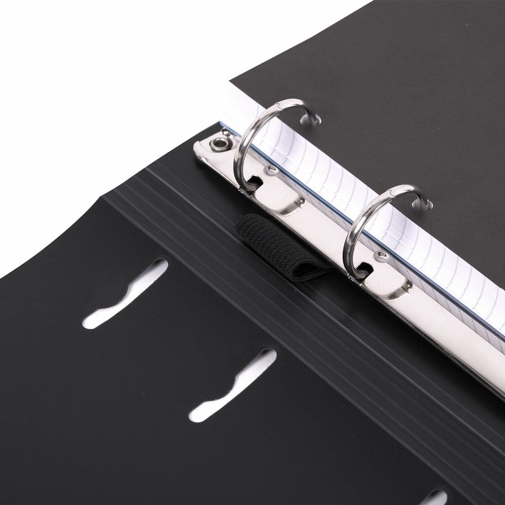 Тетрадь на кольцах А5 175х220 мм, 120 л., пластик, на липучке, с разделителями, BRAUBERG, Черный