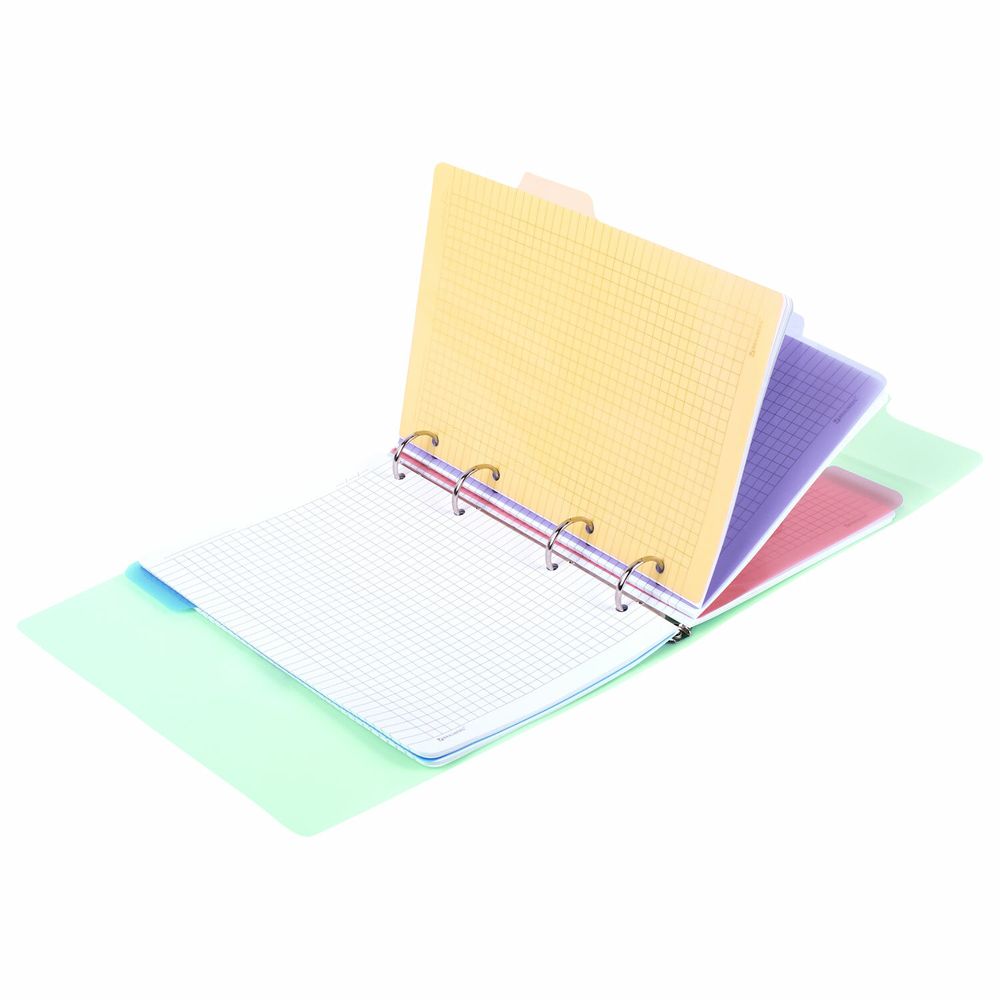 Тетрадь на кольцах А5 175х220 мм, 120 л., пластик, на липучке, с разделителями, BRAUBERG, Мятный