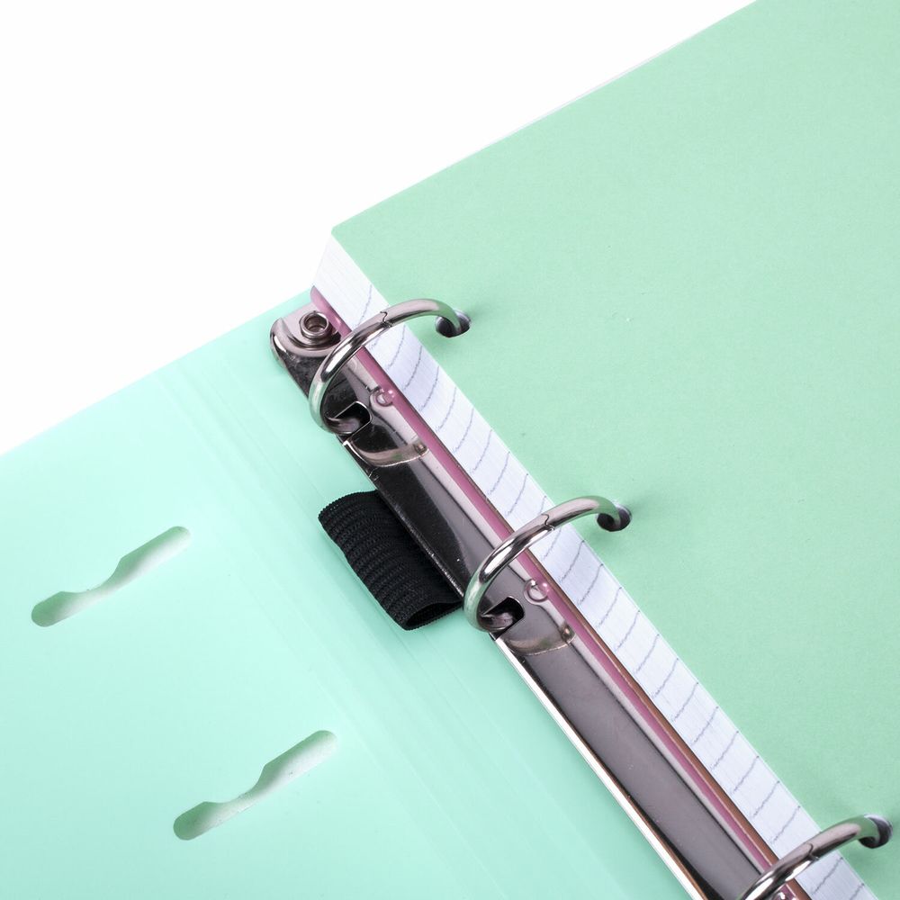 Тетрадь на кольцах А5 175х220 мм, 120 л., пластик, на липучке, с разделителями, BRAUBERG, Мятный