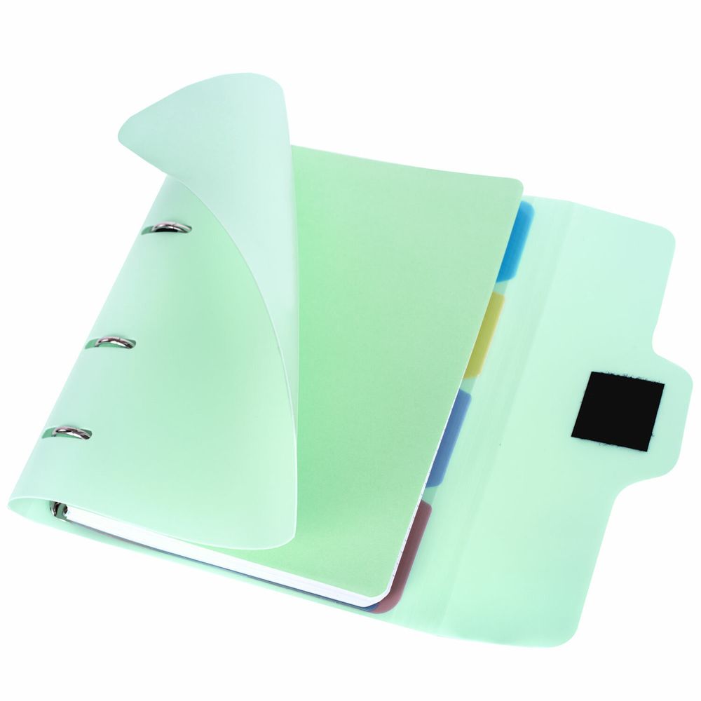 Тетрадь на кольцах А5 175х220 мм, 120 л., пластик, на липучке, с разделителями, BRAUBERG, Мятный