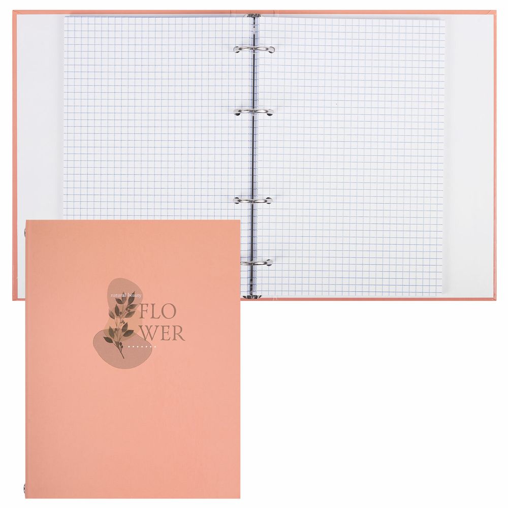 Тетрадь на кольцах А5 175х215 мм, 120 листов, твердый картон, клетка, BRAUBERG, "Pastel Flower"