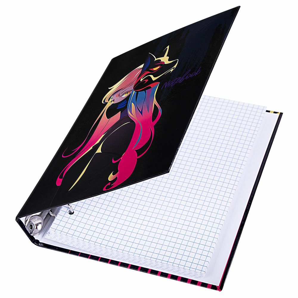 Тетрадь на кольцах А5 175х215 мм, 120 листов, твердый картон, клетка, BRAUBERG, "Anime Girl"