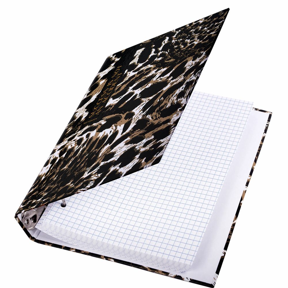 Тетрадь на кольцах А5 175х215 мм, 120 листов, твердый картон, клетка, BRAUBERG, "Leopard"