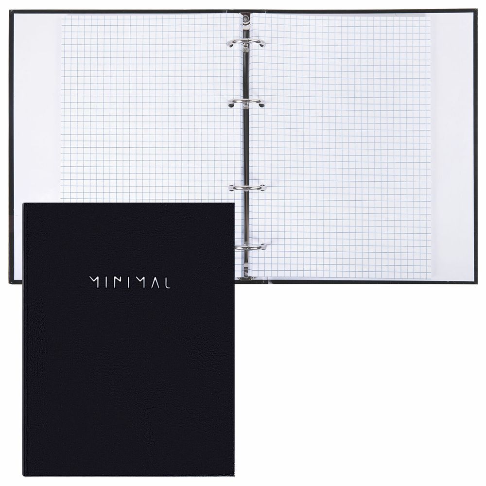 Тетрадь на кольцах А5 175х215 мм, 120 листов, твердый картон, клетка, BRAUBERG, "Minimal"