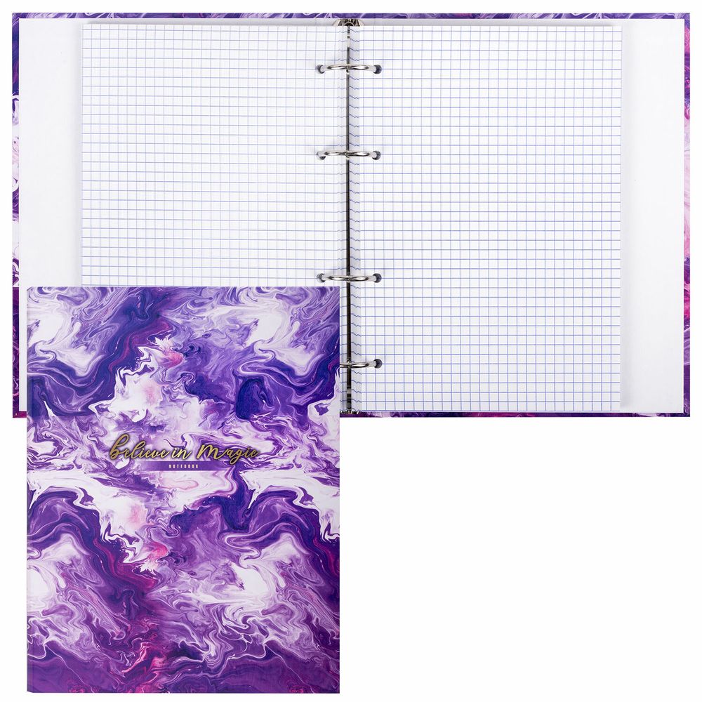 Тетрадь на кольцах А5 175х215 мм, 120 листов, твердый картон, клетка, BRAUBERG, "Blur"