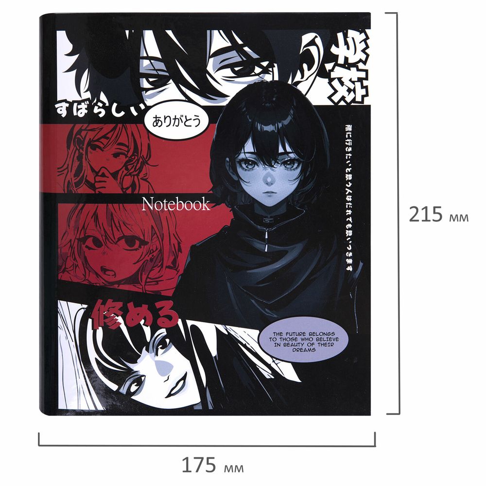 Тетрадь на кольцах А5 175х215 мм, 120 листов, твердый картон, клетка, BRAUBERG, "Anime Manga"