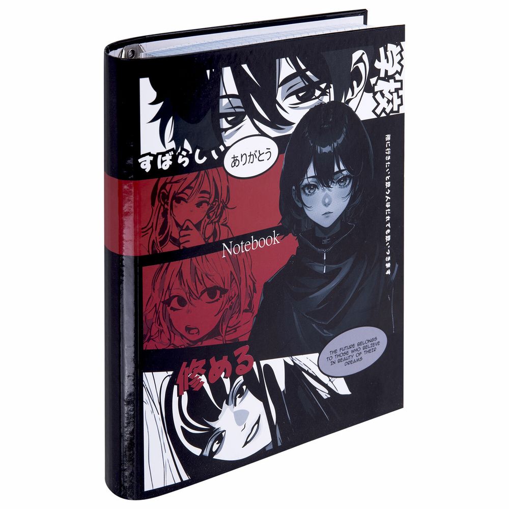 Тетрадь на кольцах А5 175х215 мм, 120 листов, твердый картон, клетка, BRAUBERG, "Anime Manga"