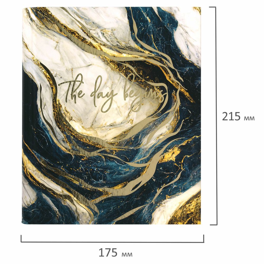 Тетрадь на кольцах А5 175х215 мм, 120 листов, твердый картон, фольга, клетка, BRAUBERG, "Marble"