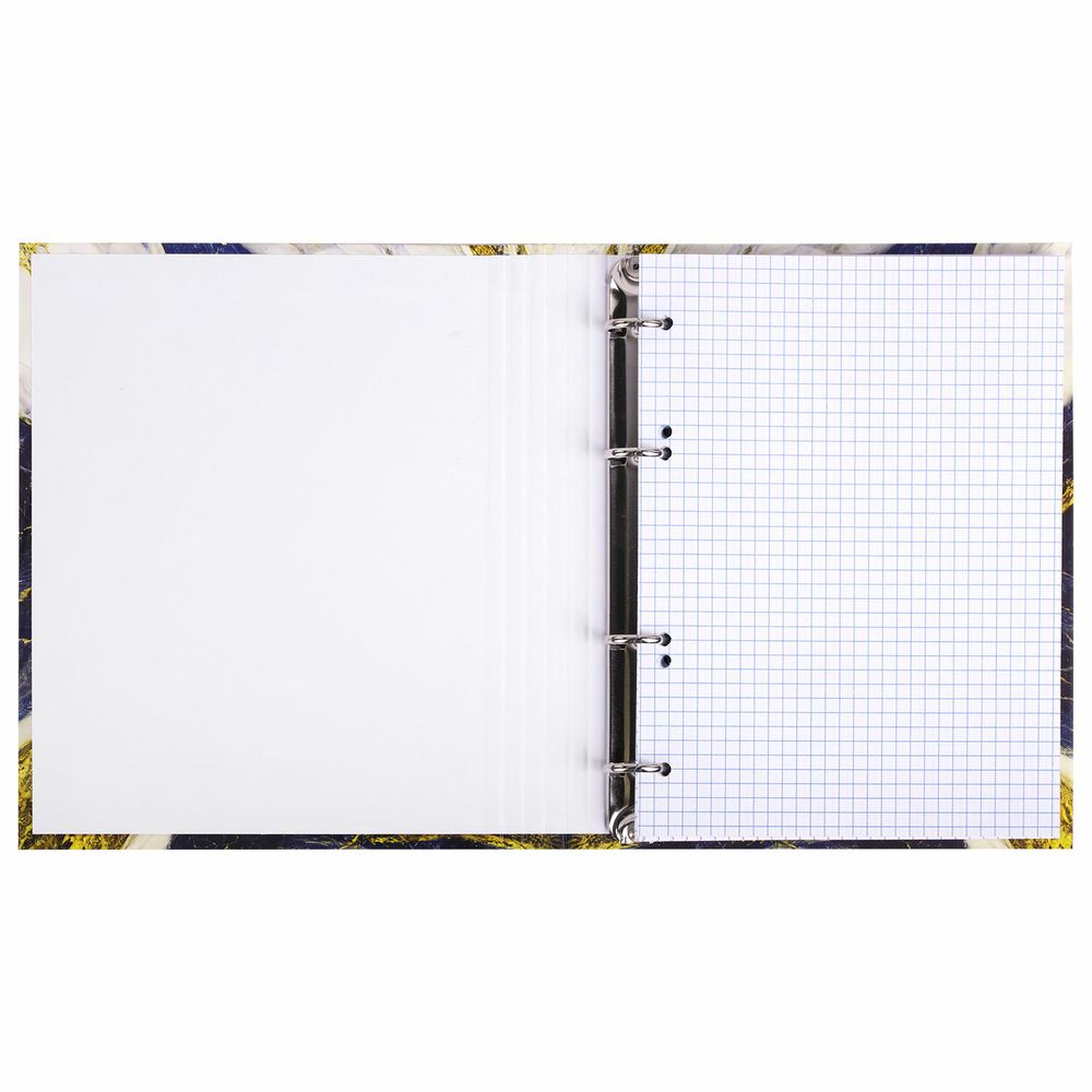 Тетрадь на кольцах А5 175х215 мм, 120 листов, твердый картон, фольга, клетка, BRAUBERG, "Marble"