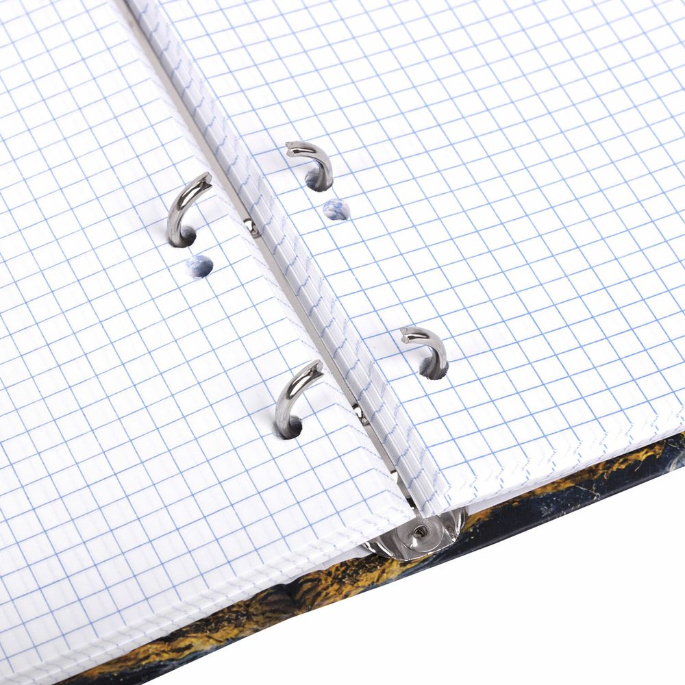 Тетрадь на кольцах А5 175х215 мм, 120 листов, твердый картон, фольга, клетка, BRAUBERG, "Marble"