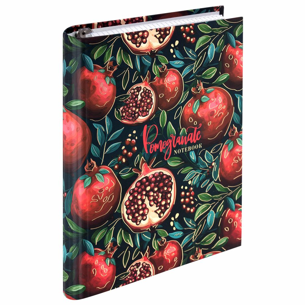 Тетрадь на кольцах А5 175х215 мм, 120 листов, твердый картон, фольга, клетка, BRAUBERG, "Pomegranate"