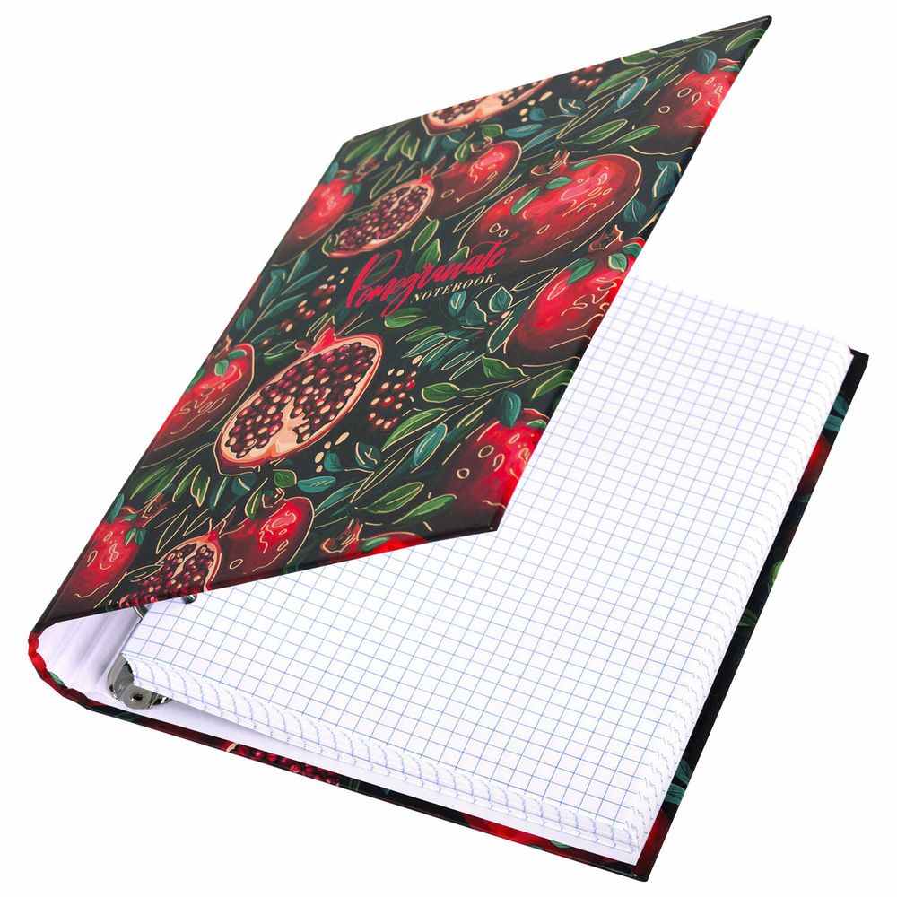 Тетрадь на кольцах А5 175х215 мм, 120 листов, твердый картон, фольга, клетка, BRAUBERG, "Pomegranate"