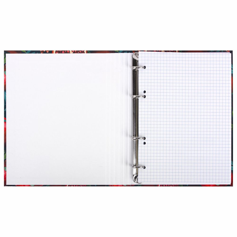 Тетрадь на кольцах А5 175х215 мм, 120 листов, твердый картон, фольга, клетка, BRAUBERG, "Pomegranate"