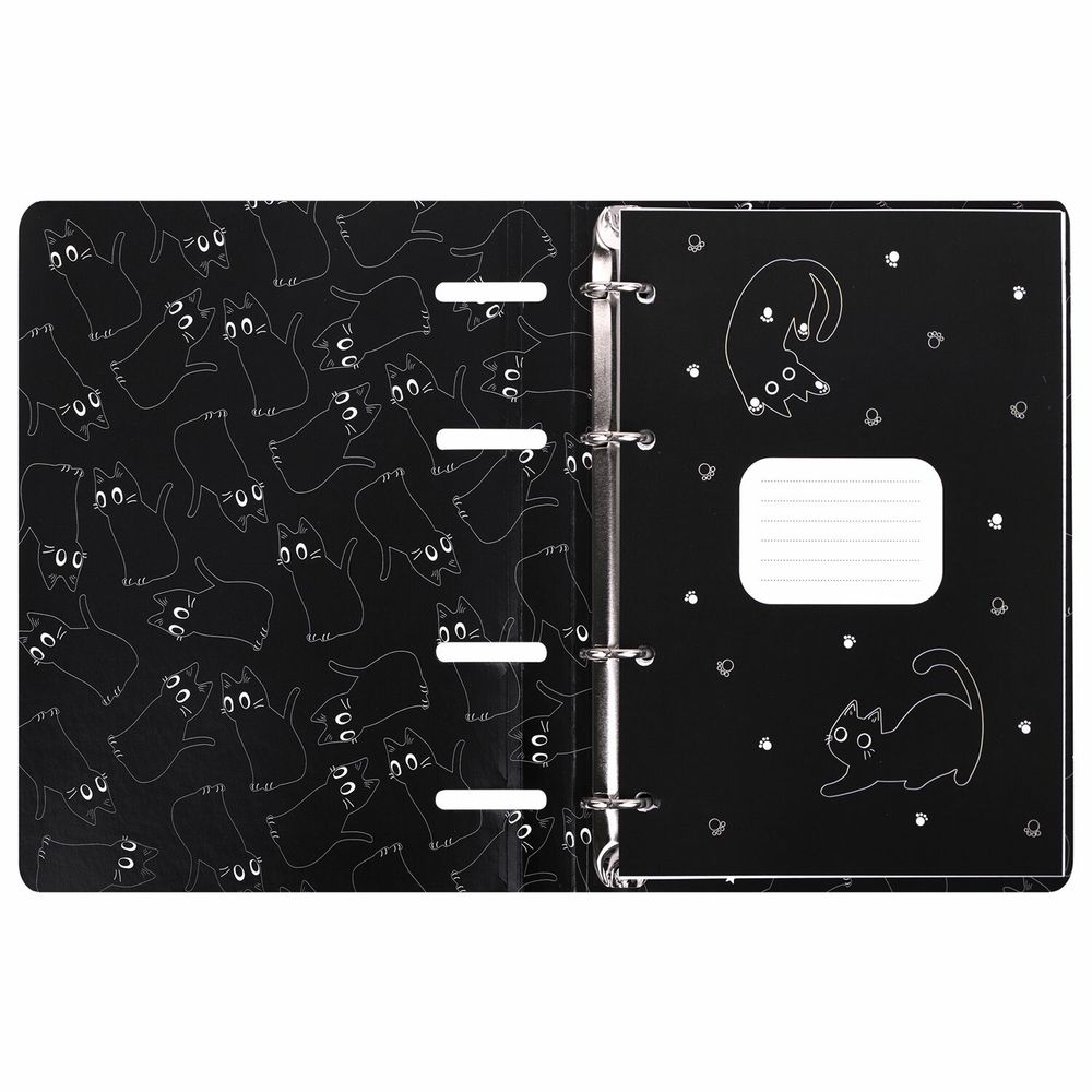 Тетрадь на кольцах А5 160х212 мм, 120 листов, картон, матовая ламинация, клетка, BRAUBERG, "Просто Кот"