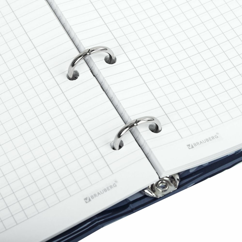 Тетрадь на кольцах А5 160х212 мм, 120 листов, картон, матовая ламинация, клетка, BRAUBERG, "Clouds"