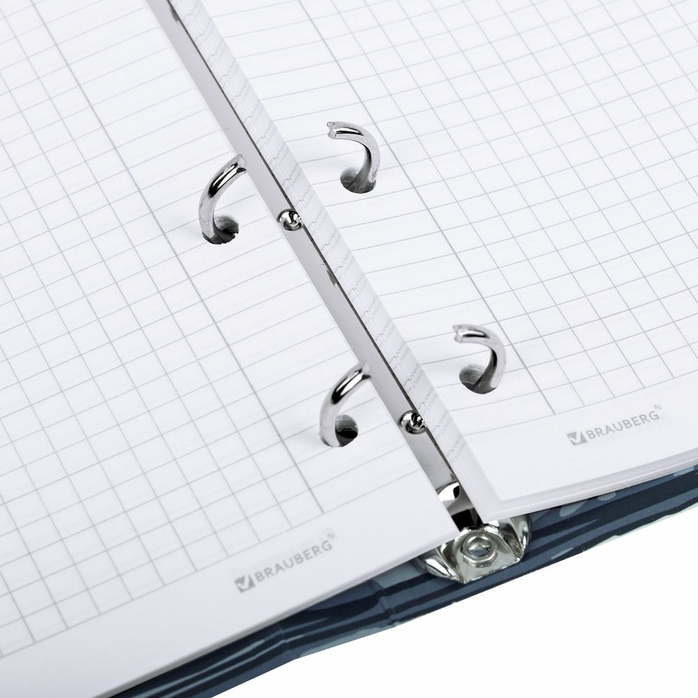 Тетрадь на кольцах А5 160х212 мм, 120 листов, картон, матовая ламинация, клетка, BRAUBERG, "Clouds"